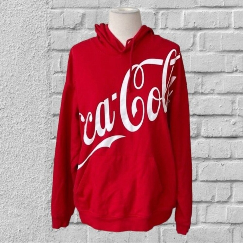 VINTAGE COCA COLA HOODIE XL White on Red